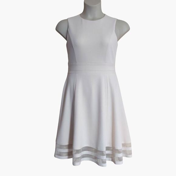 Calvin Klein Ivory Sleeveless Semi-Formal Illusion Mesh Fit & Flare Dress - Picture 2 of 8
